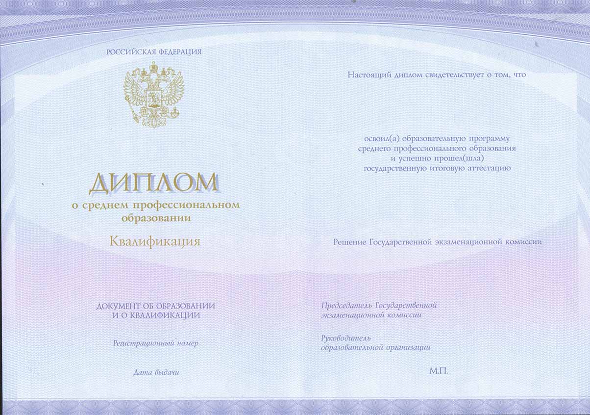 Диплом техникума Спецбланк 2014-2021 годов в Воронеже